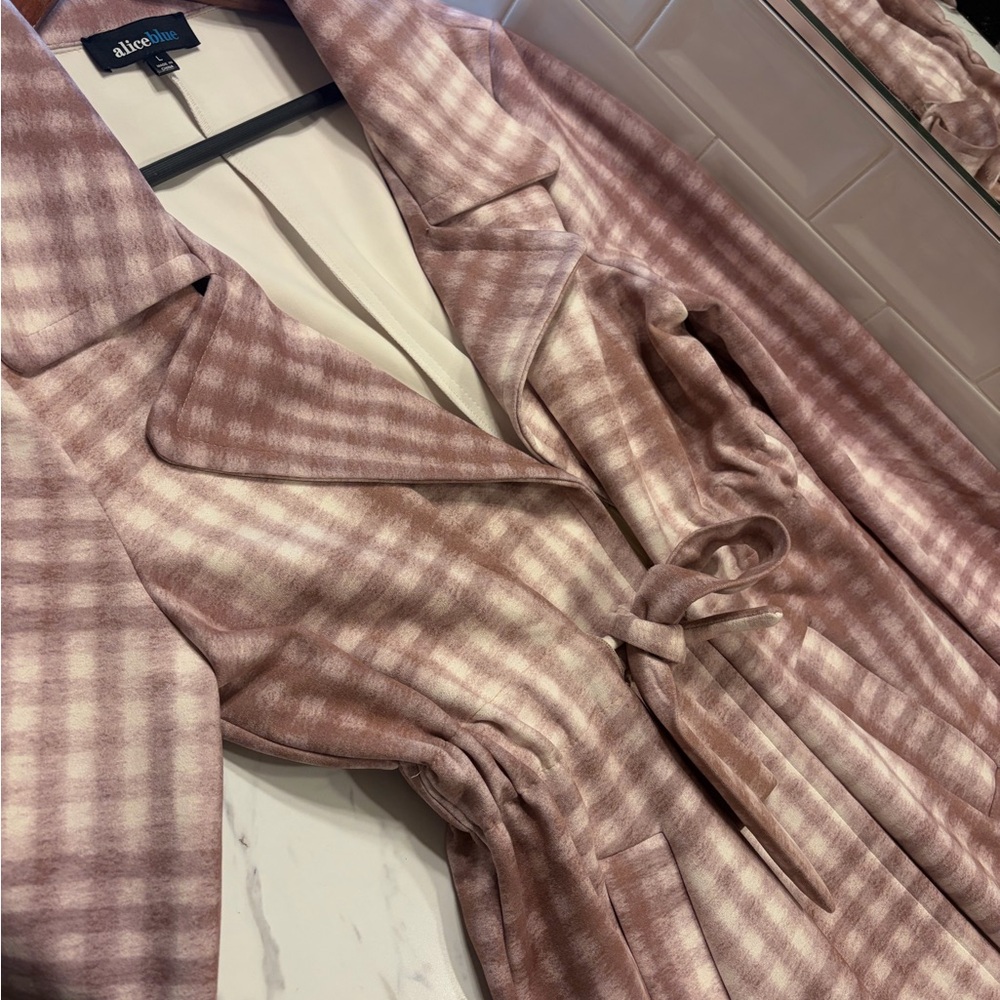 Alice Blue Pink Plaid Trench Coat - Picture 5 of 7